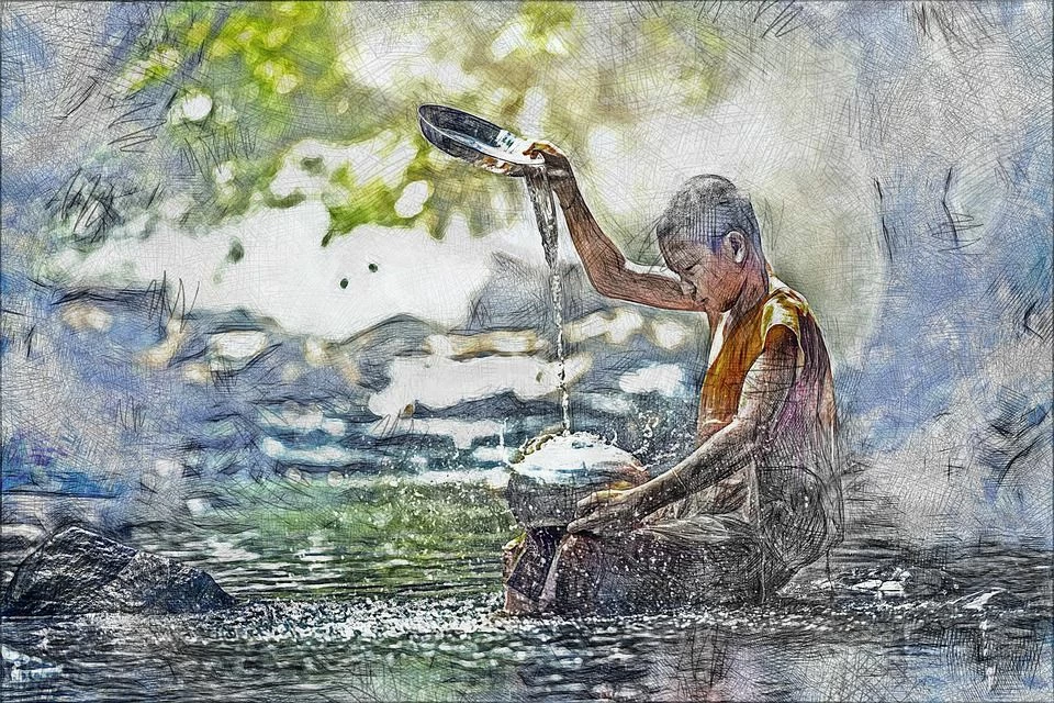 вода, монах, ритуал